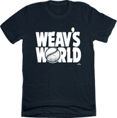 Graphic tee featuring Luke Weaver in a ‘Weav’s World’ design inspired by classic '90s pop culture